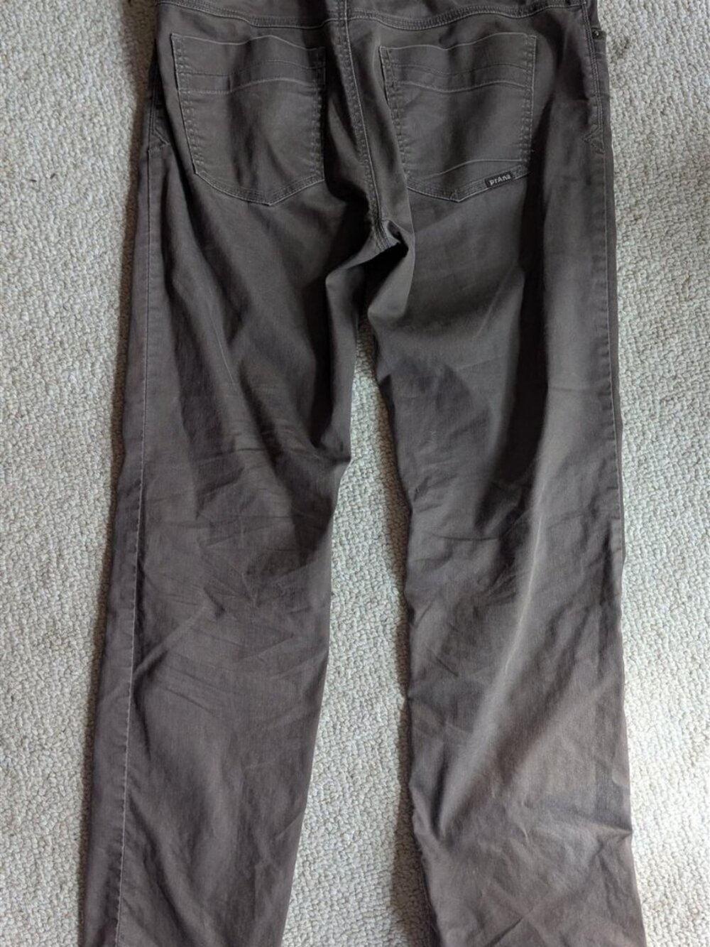 prAna Men's Slim Fit Stretch Twill Pants 35x34 Taupe Brown Five Pocket